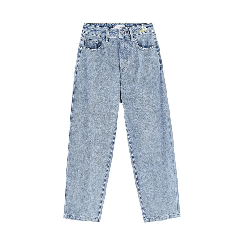 

INMAN Winter Cotton Women's Trousers Mid-waist Casual Daisy Embroidered Fresh Jeans