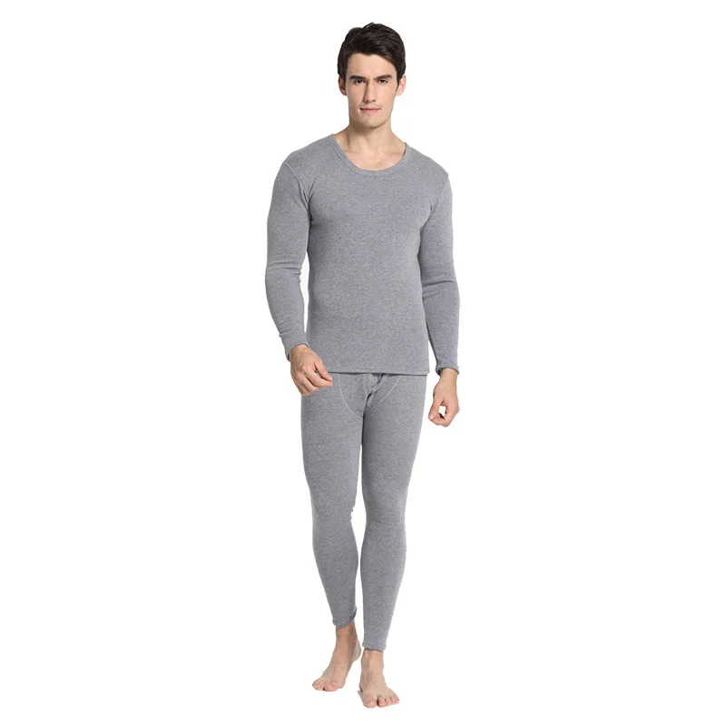 Осенне зимний бархатный мужской комплект термобелья с v образным вырезом и