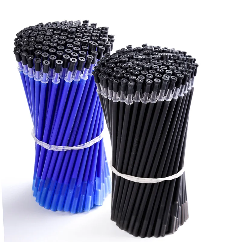 100Pcs/Set Erasable Gel Pen 0.5mm Erasable Pen Refill Rod Blue Black Ink Washable Handle For School Stationery Office Writing