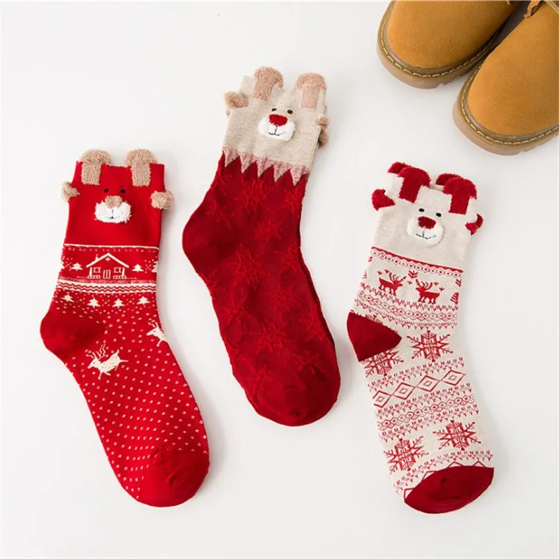 1 пара женские носки с лосем зимние теплые рождественские подарки стерео мягкие