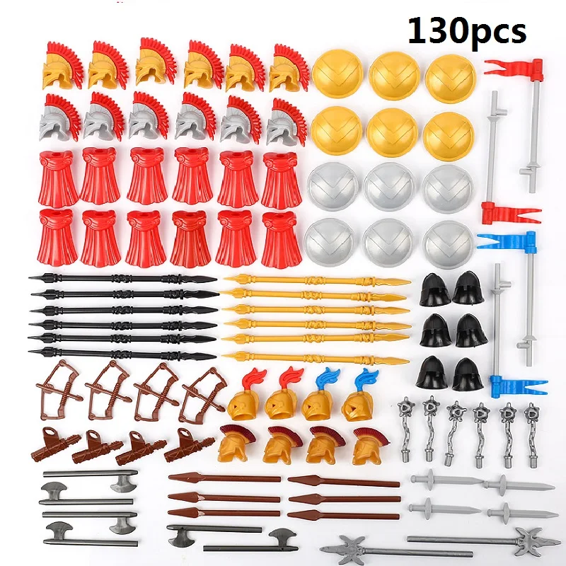 Блоки средневекового военного оружия замок Райдер солдаты викинги Римский