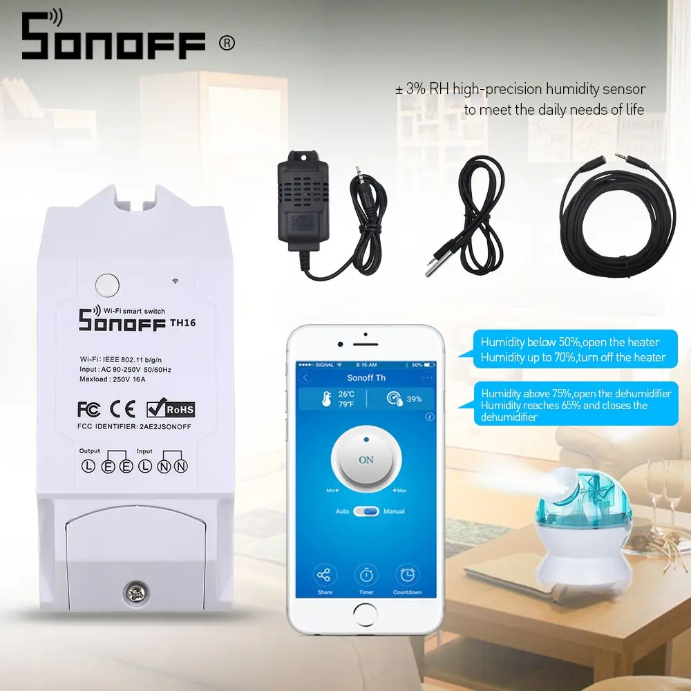 Датчик температуры и влажности Sonoff th10/SI7021/DSB120 монитор Al560 расширитель