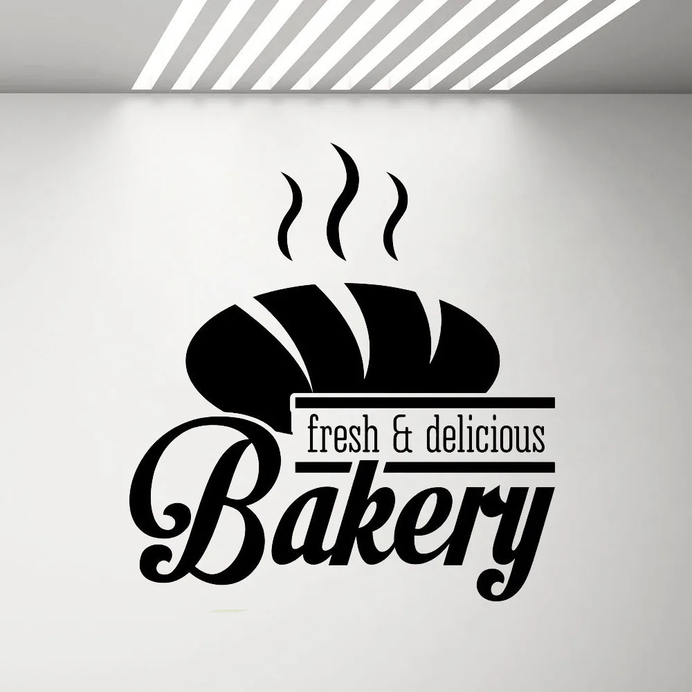 Logo Wand Aufkleber Bakeshop Küche Cafe Vinyl Aufkleber Haus Zimmer Dekoration Frische & Leckeres Brot 7313