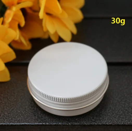 

52*21mm White Empty Round Aluminum Box Metal Tin Cans 30ml 30g Refillable Cream Container DIY Portable Jar Tea Aluminum Pot