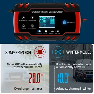 full automatic car battery charger 12v 2a 24v 4a intelligent fast power charging wet dry lead acid digital lcd display free global shipping