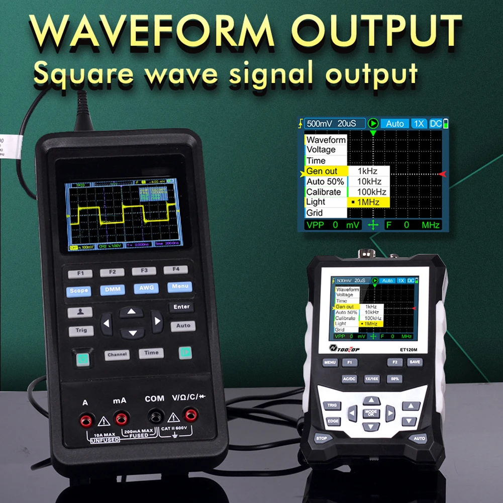 

Handheld Digital Mini Oscilloscope Kit with 120MHz Bandwidth 500MS/s Sampling Rate Professional LCD Screen Oscilloscopes Tools