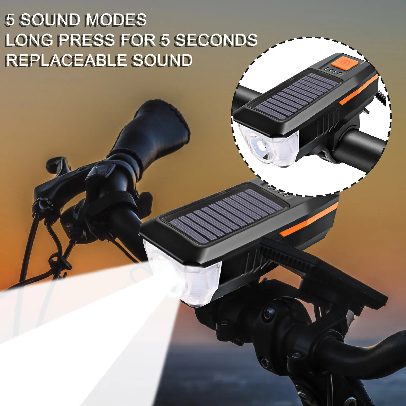 Велосипедная фара на солнечной батарее светодиодный головной светильник с