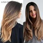 Длинные волнистые парики Луи Ферре, средняя часть, черные, коричневые синтетические волосы, парики из высокотемпературного волокна, женские вечерние парики для косплея