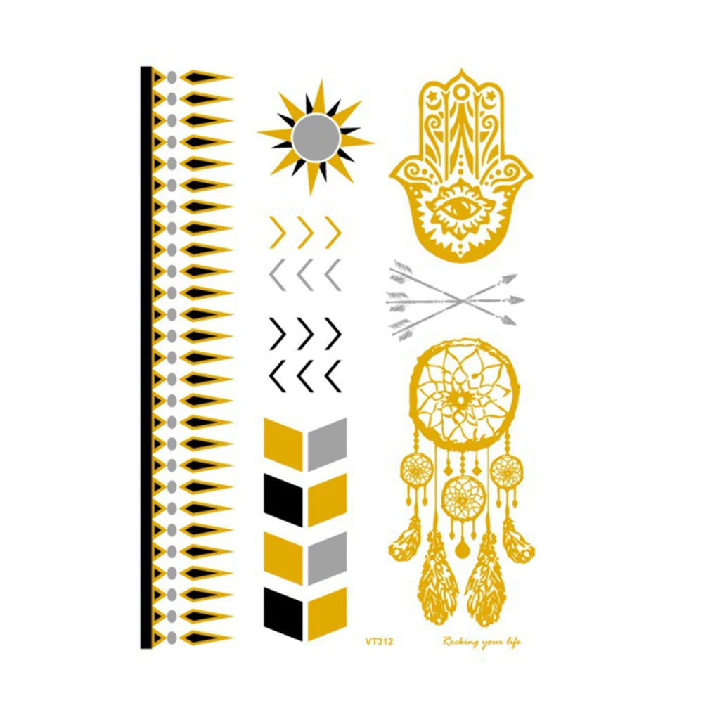 1 шт. водостойкая блестящая металлическая татуировка золото серебро женская мода