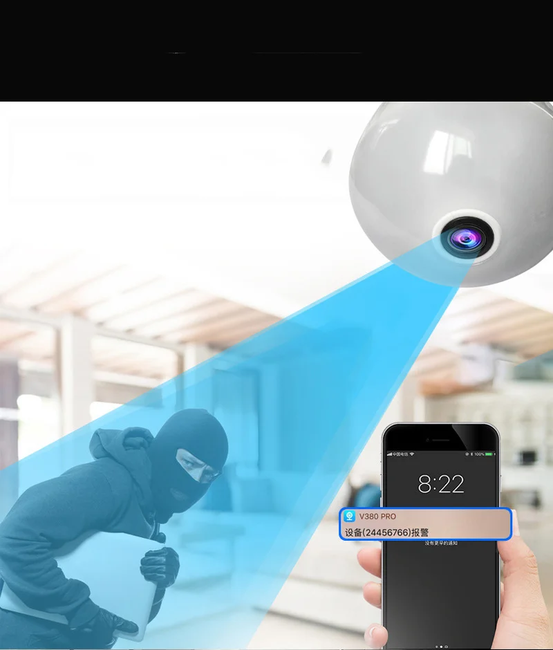 Беспроводная IP-камера видеонаблюдения рыбий глаз 360 ° Wi-Fi | Безопасность и защита