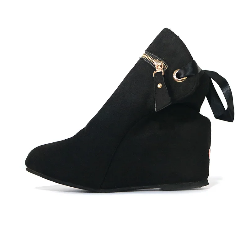 Женские ботильоны на танкетке повседневные ботинки платформе с