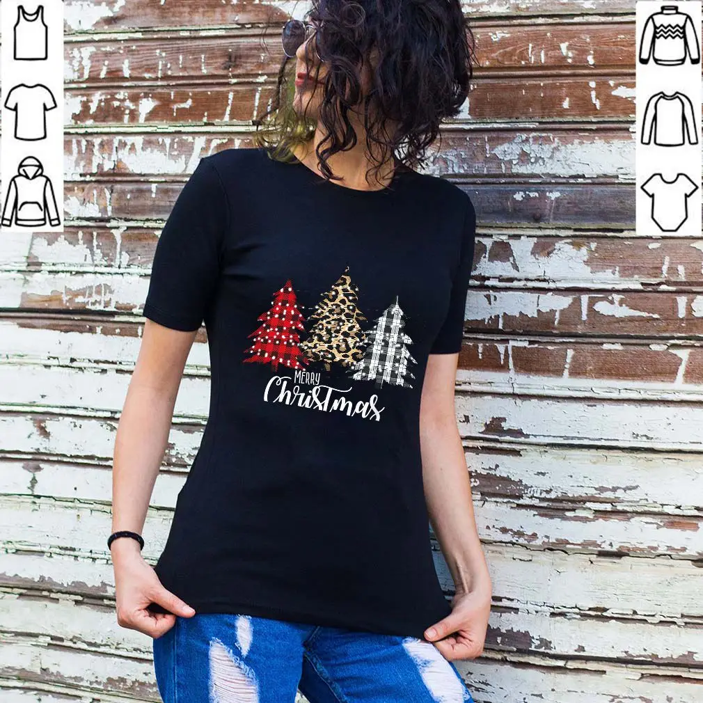 

Leopard and Buffalo Plaid Vintage Country Christmas Tree Women's T-Shirt