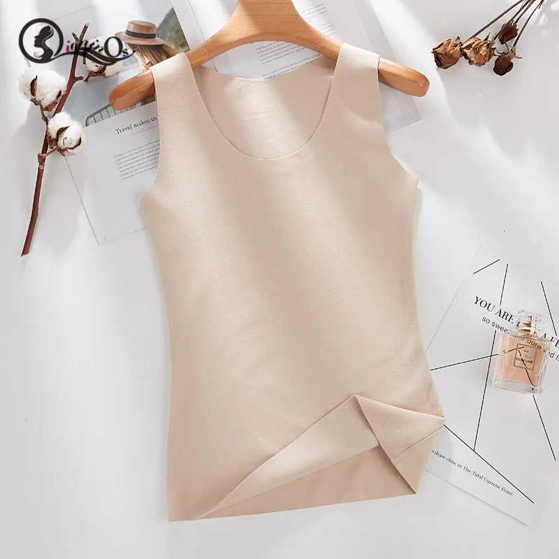 Женские майки нижнее белье бесшовное Осень-зима новое однотонное плотное теплое