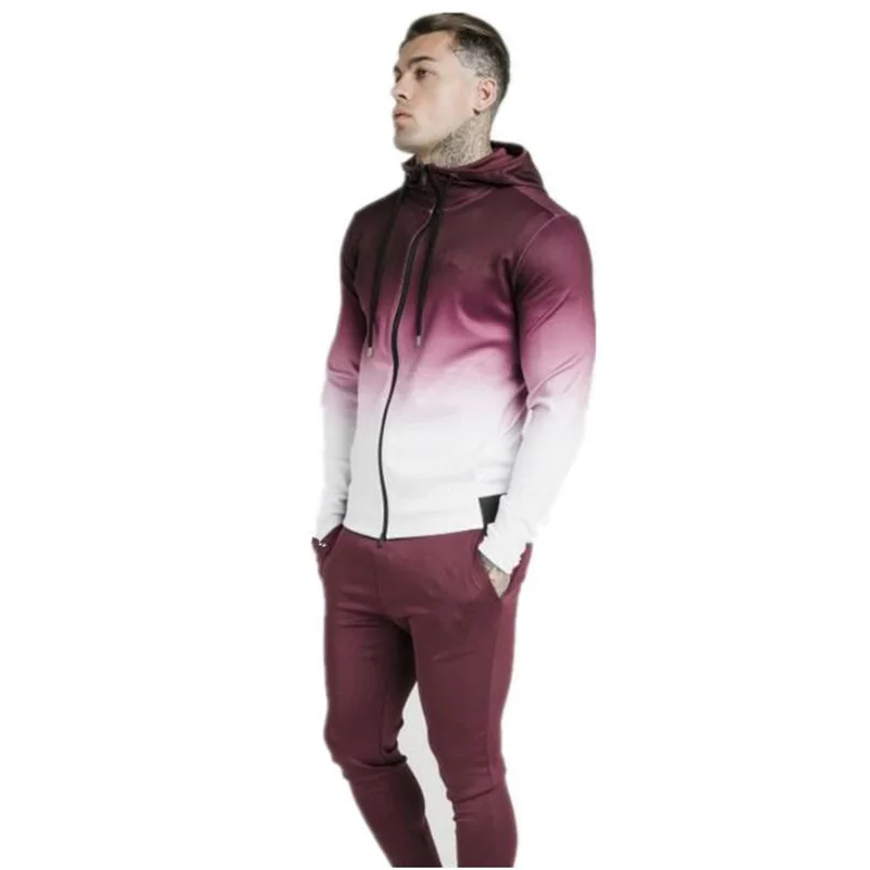 Мужская повседневная спортивная толстовка с 3d градиентом на молнии модная черно