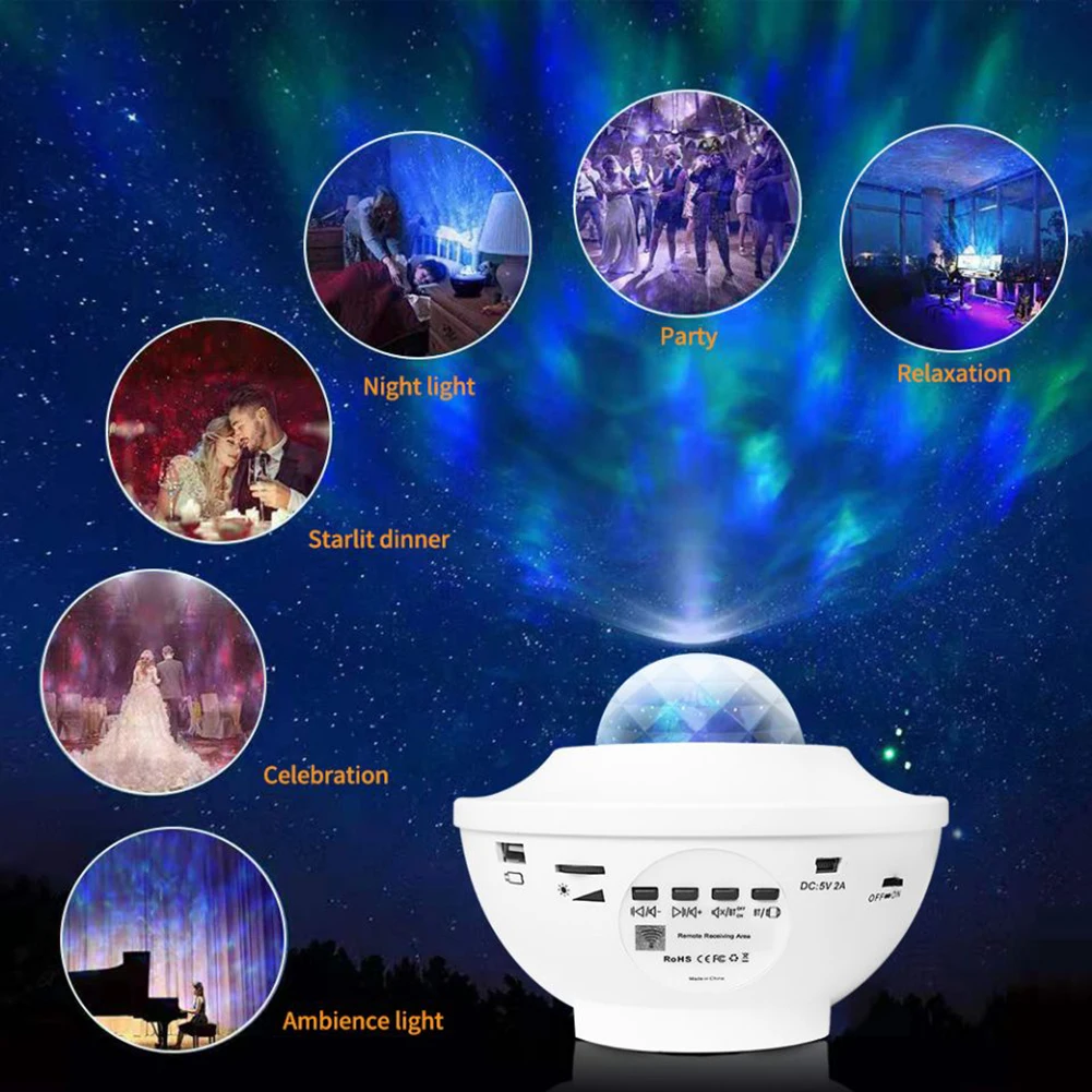 

Colorful Starry Sky Projector Blueteeth USB Voice Control Music Player LED Night Light USB Charging Projection Lamp Kids Gift