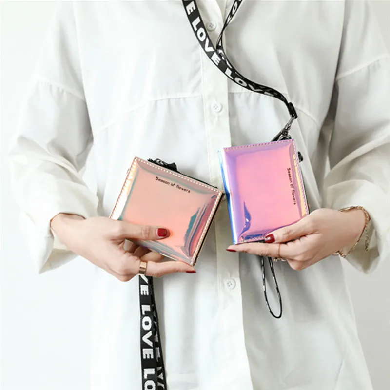 

Fashionable Ladies Laser Small Wallet Multifunctional Change Korean Female Holographic Wallet Wild Large Capacity Wallet