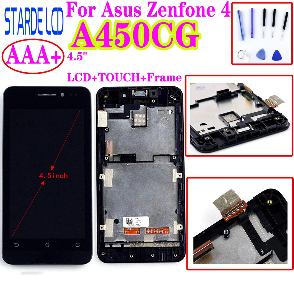 Starde сменный ЖК-дисплей 4,5 'для Asus Zenfone 4 A450CG ЖК-дисплей сенсорный экран дисплей с рамкой дигитайзер в сборе
