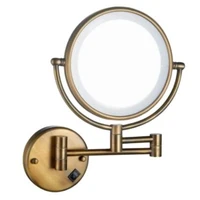 vintagechromegold ultra thin led mirror 8 inch double sided magnification wall mounted folding telescopic mirror