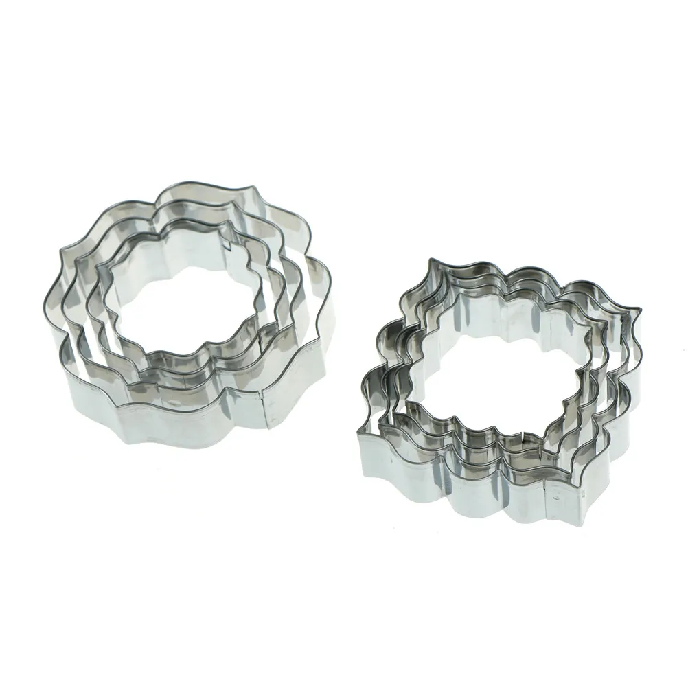 4pcs DIY Biscuit Mold Fondant Cake Decoration Baking Stainless Steel Cookie Cutters Mirror Frame | Дом и сад