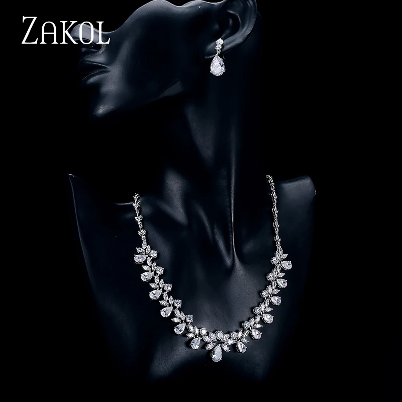 ZAKOL брендовые сверкающие ювелирные наборы с фианитом Модный цветочный