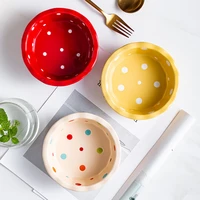 creative ceramic bowl small fruit salad breakfast wave dot cereal home tableware enamel
