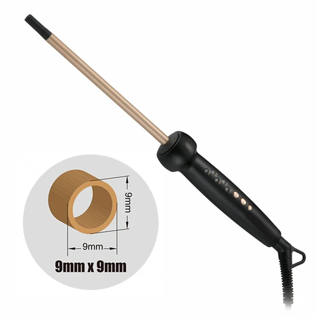 

9mm Super Slim MCH Tight Curls Wand Roller Hair Curler Ceramic Cone Ringlet Afro Hair Beauty Curling Iron Corrugated Plate