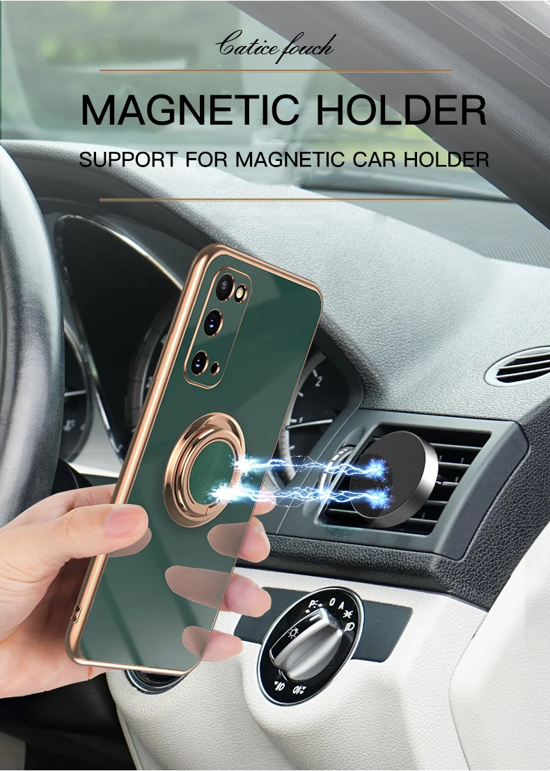 

Shockproof Plating Ring Holder Case For Samsung Galaxy S20 FE 5G S 21 Ultra Thin Stand Cover For Samsung S21 Plus Silicone Funda