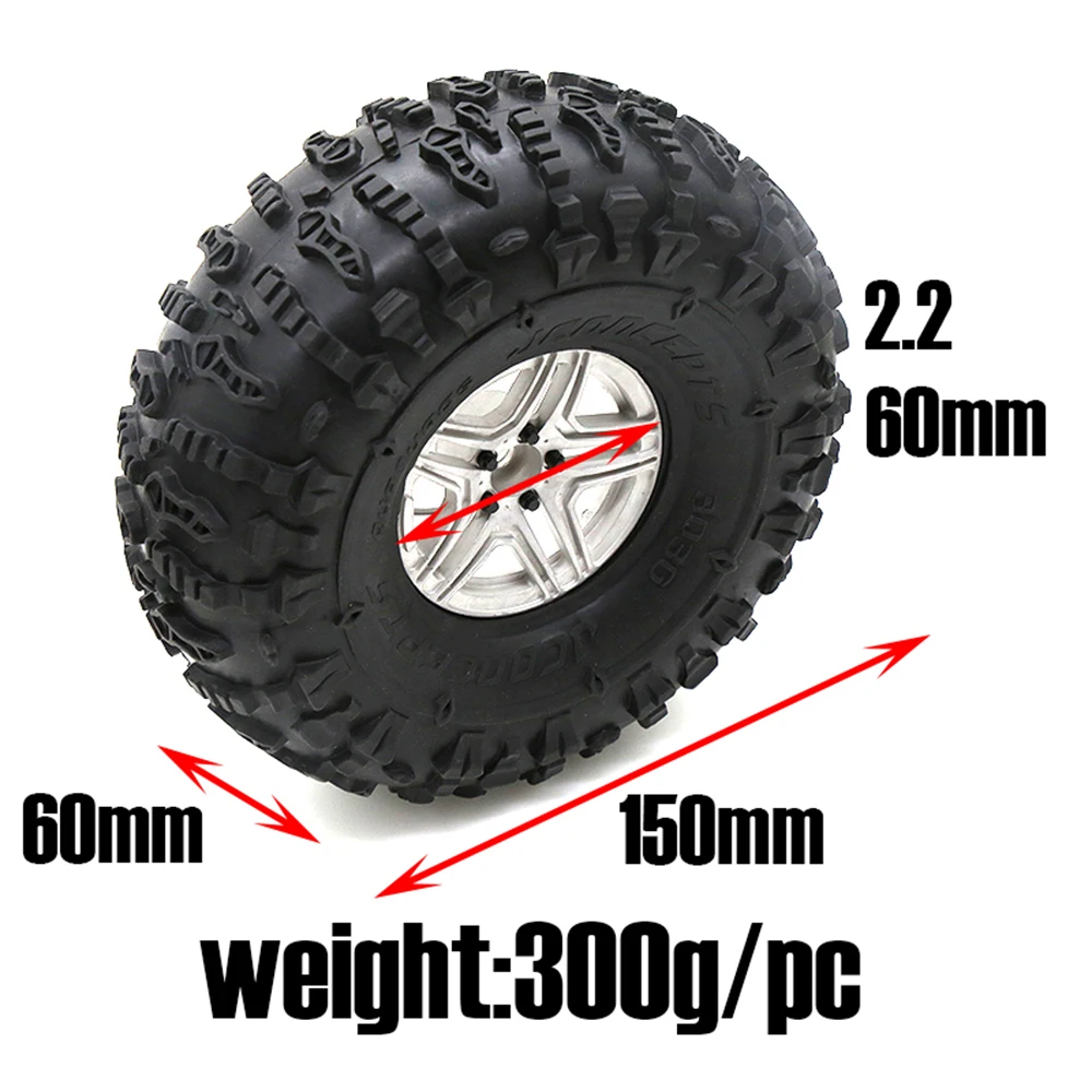 4Pcs 2.2 Inch Beadlock Wheel Rim& Wheel Tires for 1/10 RC Crawler Axial SCX10 RR10 90053 AX10 Wraith 90056 90045 enlarge
