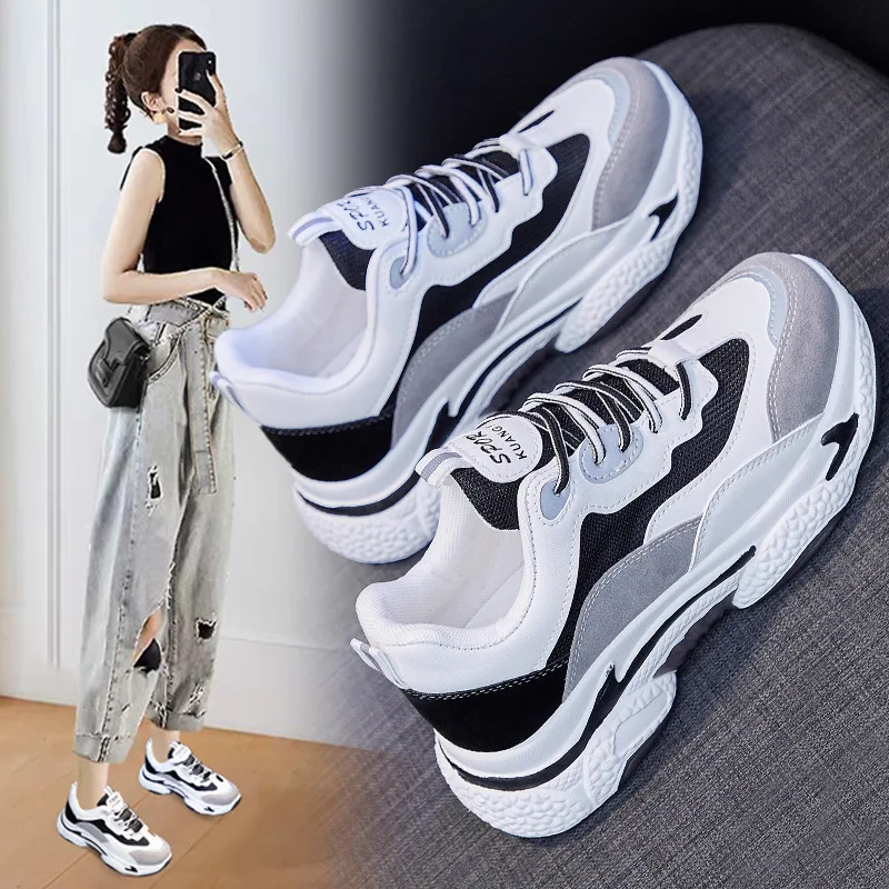 

Новинка осени 2021, спортивная обувь, женская Студенческая Повседневная обувь ins, увеличенные кроссовки, женские кроссовки