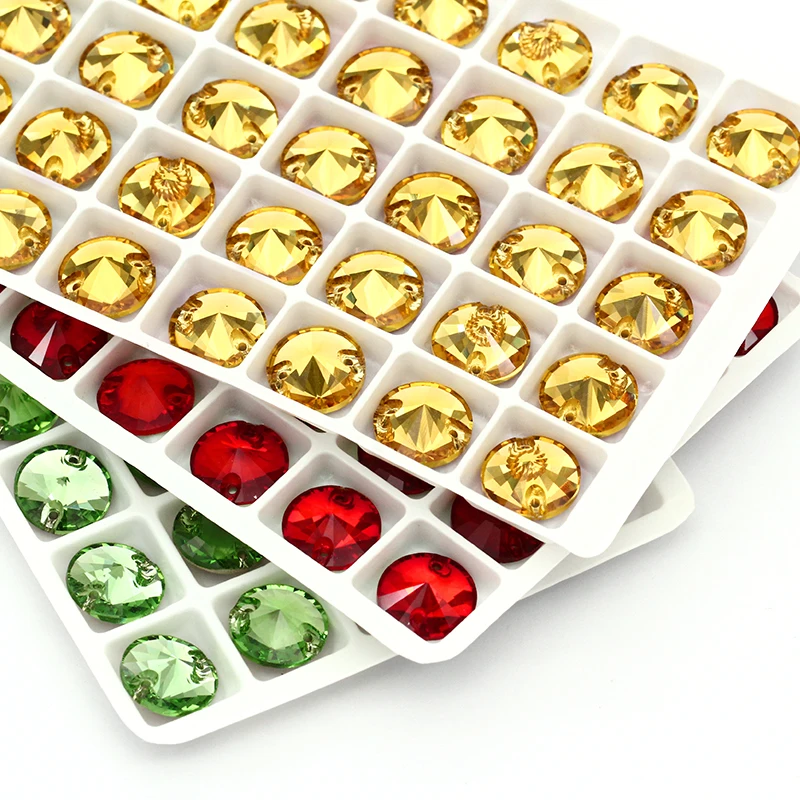 XIAOPU круглая форма блестящий свежий цвет K9 стекло пришивные стразы плоская задняя