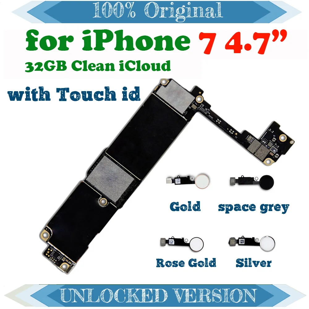 Разблокированная материнская плата для iPhone 7 32 Гб 128 ГБ 256 б/у без Touch ID/с touch id