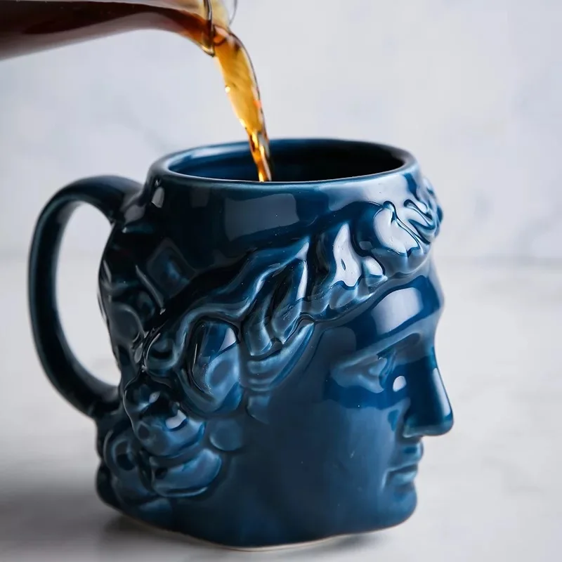 

Ceramic Coffee Mug Spain Ancient Greece Large Capacity Rome Sculpture Water Cup Apollo David's Head Desktop Ornaments Pen Holder