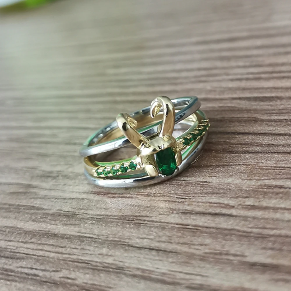 Тройное металлическое кольцо для косплея Loki с золотым покрытием | Тематическая