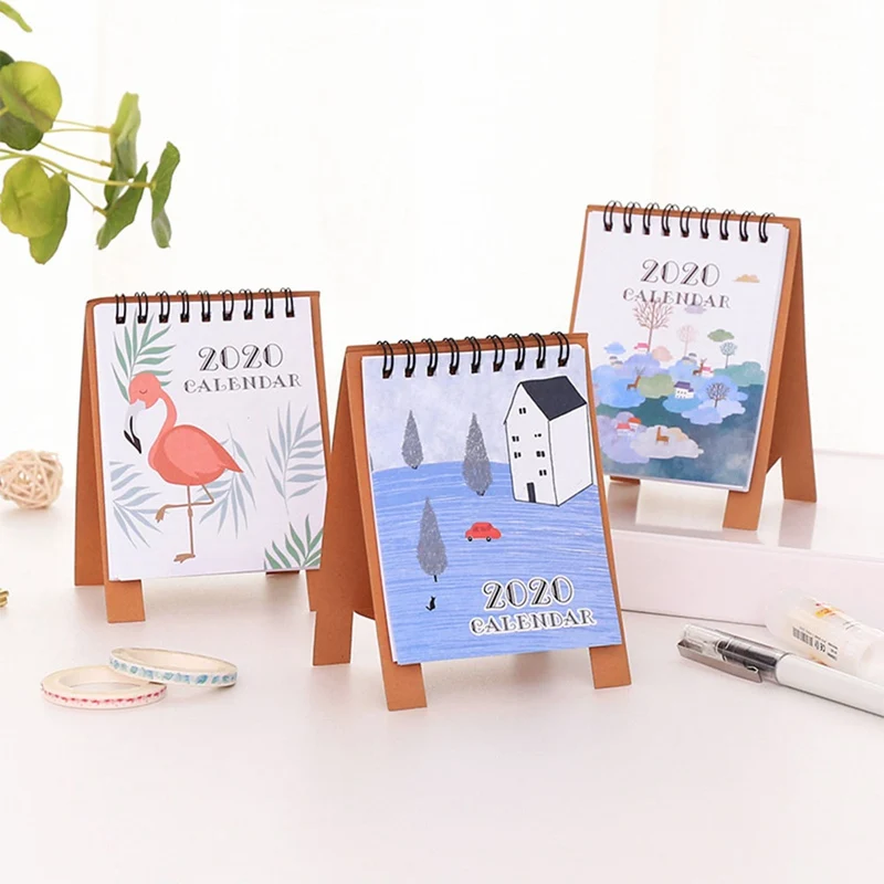 

2020 Creative Mini Desk Calendar DIY Portable Desktop Calendars To Do List Daily Schedule Planner