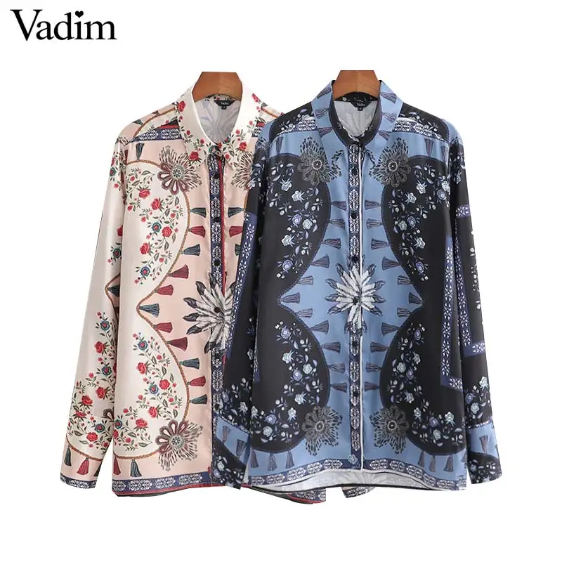Vadim женская блузка с цветочным принтом в стиле ретро рубашка длинными рукавами и