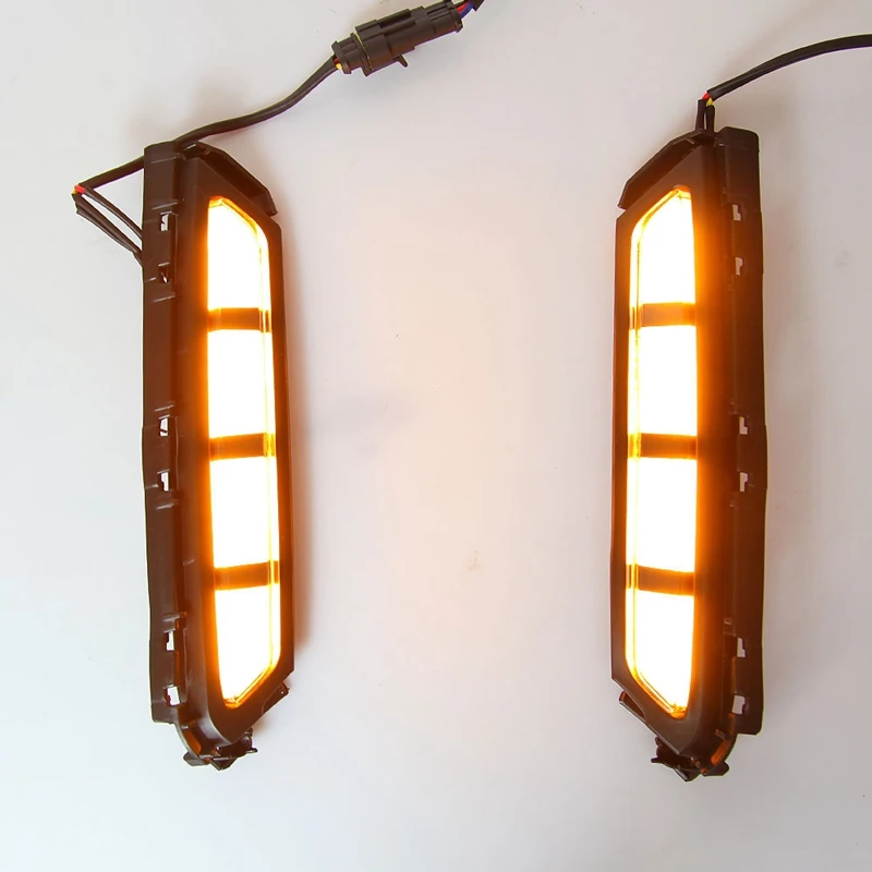 

2Pcs Front Bumper LED Daytime Running Light Fog Lamp with Yellow Turn Signal Light DRL for Hyundai Elantra 2019 2020