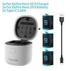 Зарядное устройство с тремя слотами для GoPro 9 10, картридер для TF карт, чехол для телефона 10, аксессуары, литиевая батарея 1750 мАч