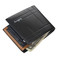 mens short leather wallet simple business money clip slim bi fold card holder coin purse pu leather passport case mens gifts