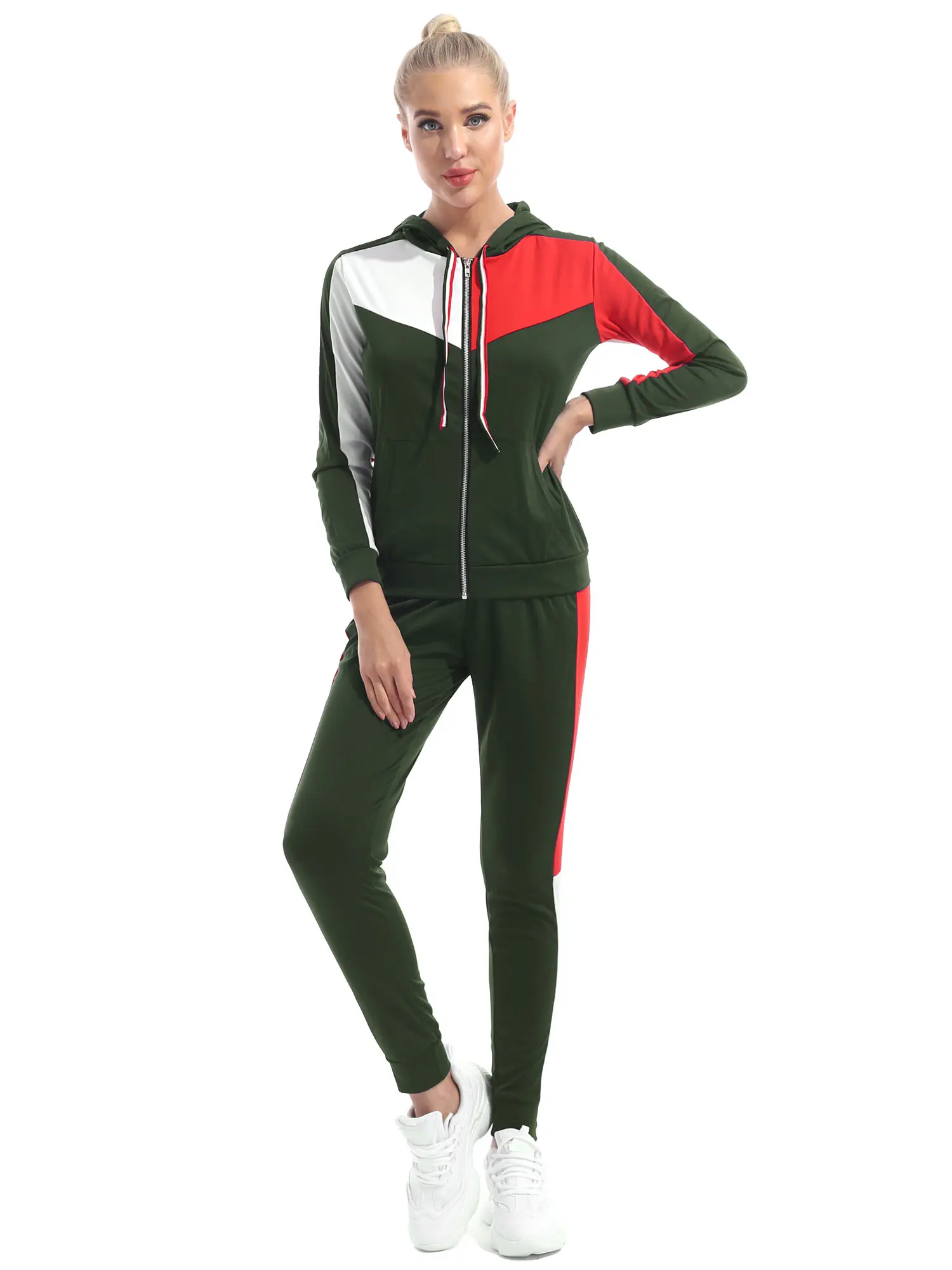 Женская Спортивная толстовка с капюшоном кардиган на молнии длинными рукавами и