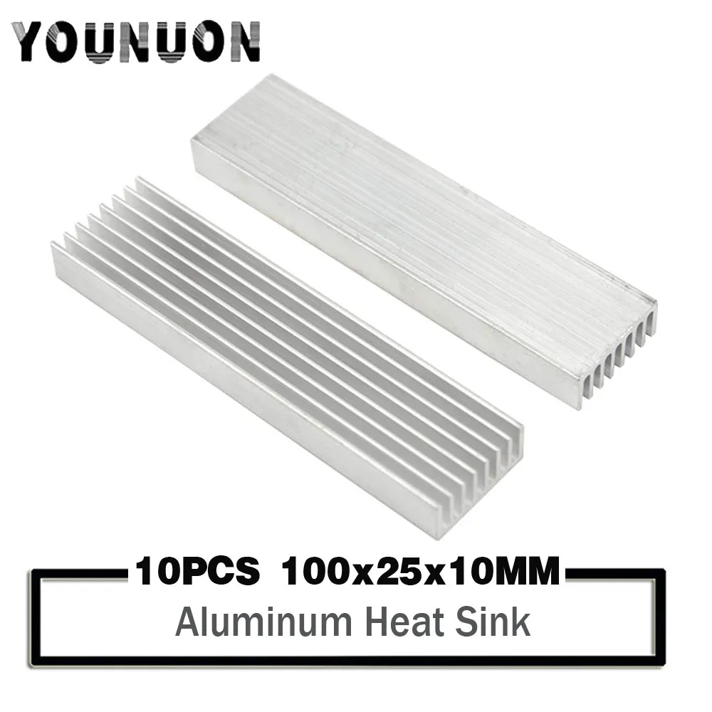 10PCS 100x25x10mm Aluminum Heat Sink Cooling LED Power IC Transistor For Computer