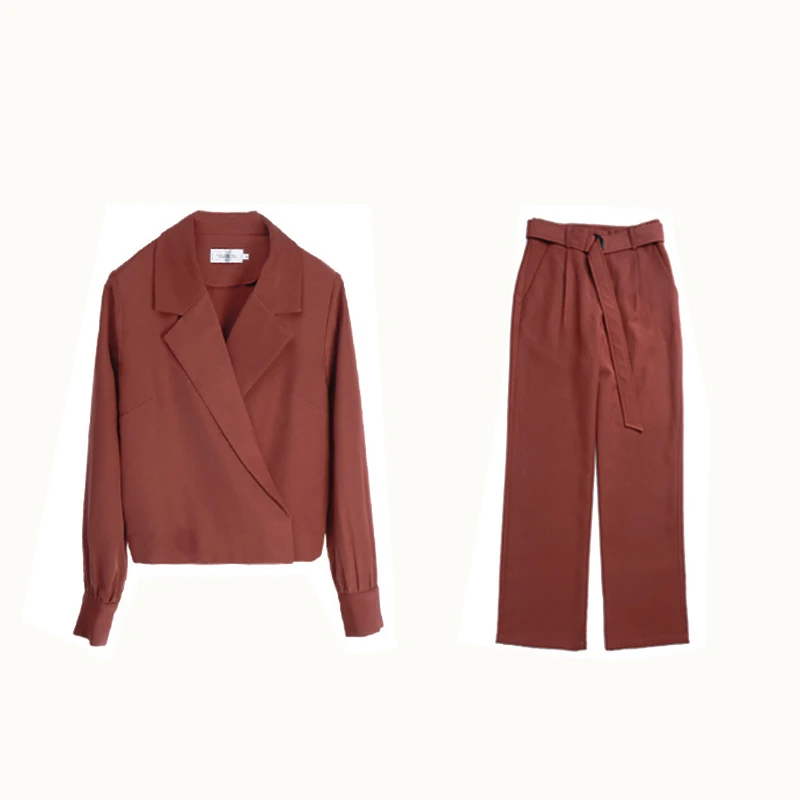 Traje informal retro de viento para primavera y otoño, traje de dos piezas con temperamento femenino y moda fina, 2021