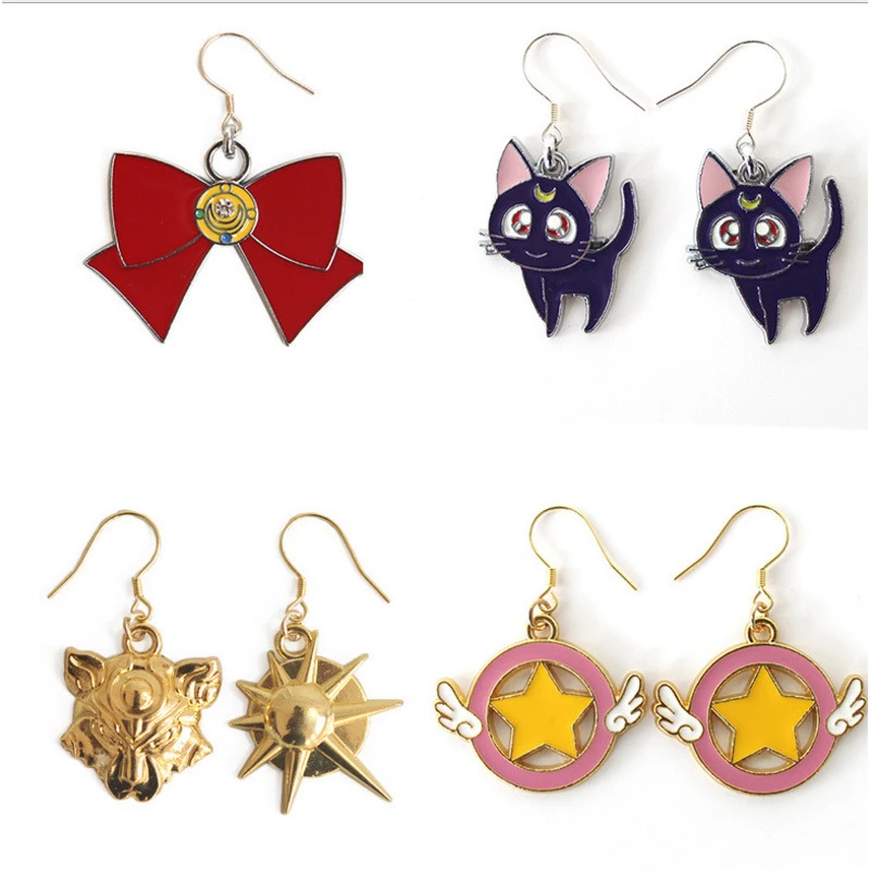 Card Captor сплав золотой Ушные крючки для сережек Сейлор Мун Сережка с героями