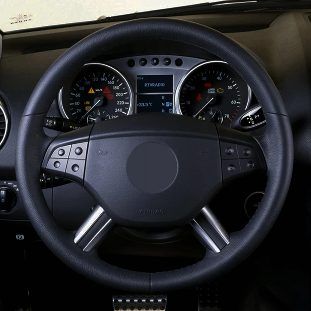 Чехол рулевого колеса автомобиля черная искусственная кожа ручной работы для