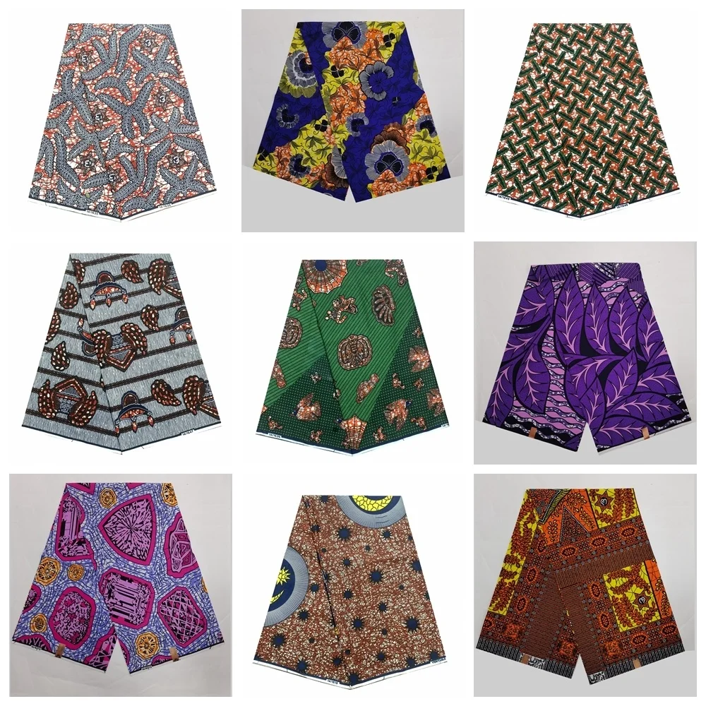 

Африканская ткань, воск, принт, хлопок 100%, Новое поступление, высокое качество, настоящий воск, ткань, Африканский хлопок, 6 ярдов, швейная тка...