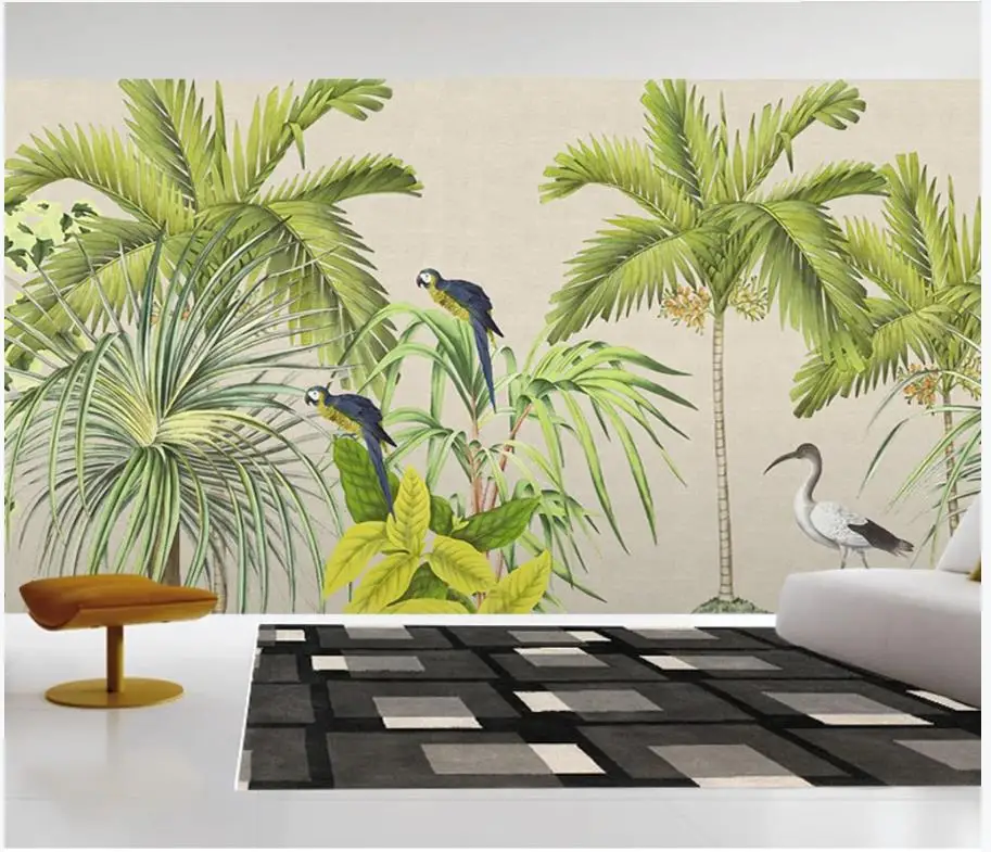 

Custom photo wallpaper for walls 3 d murals wallpaper European retro nostalgic hand painted rain forest mural tv background wall