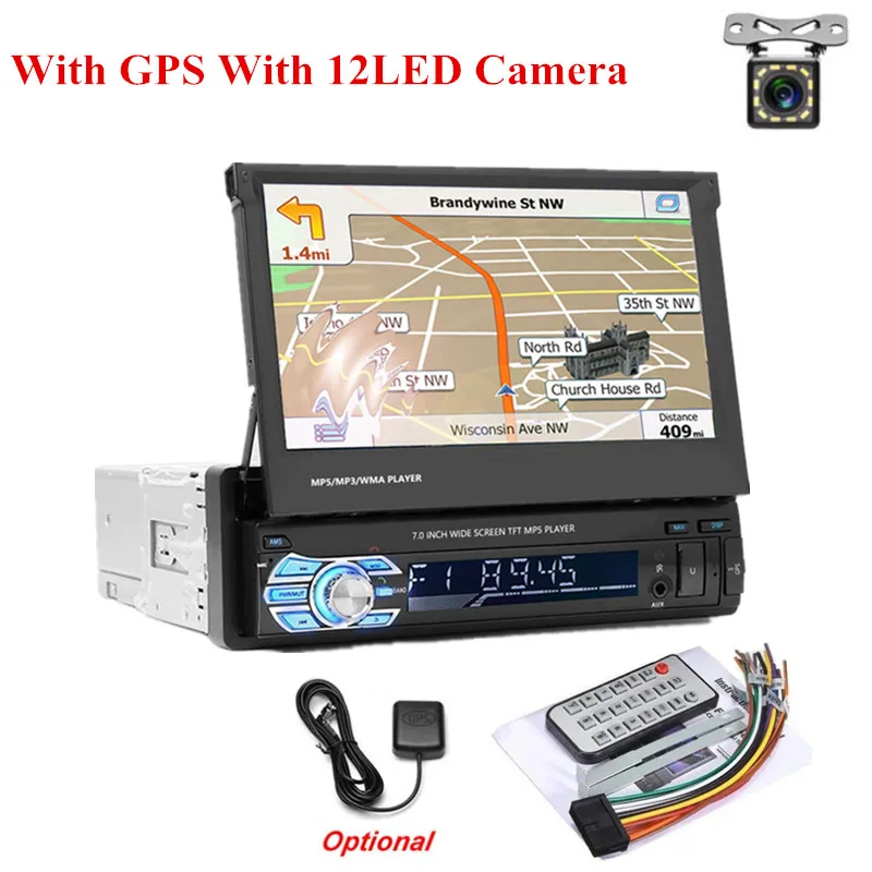 With 12LED camera LTB FM 1 Дин Радио автомагнитола GPS; стереооборудование для автомобиля 7-дюймовый HD Сенсорный экран громкой связи Bluetooth FM USB SD MP5 Поддержка камеры заднего вида - Цвет: With 12LED camera