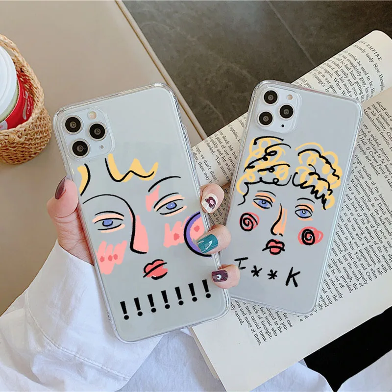 Забавный художественный портретный чехол для телефона iphone 11 Pro Max 7 8 plus SE 2020 задняя