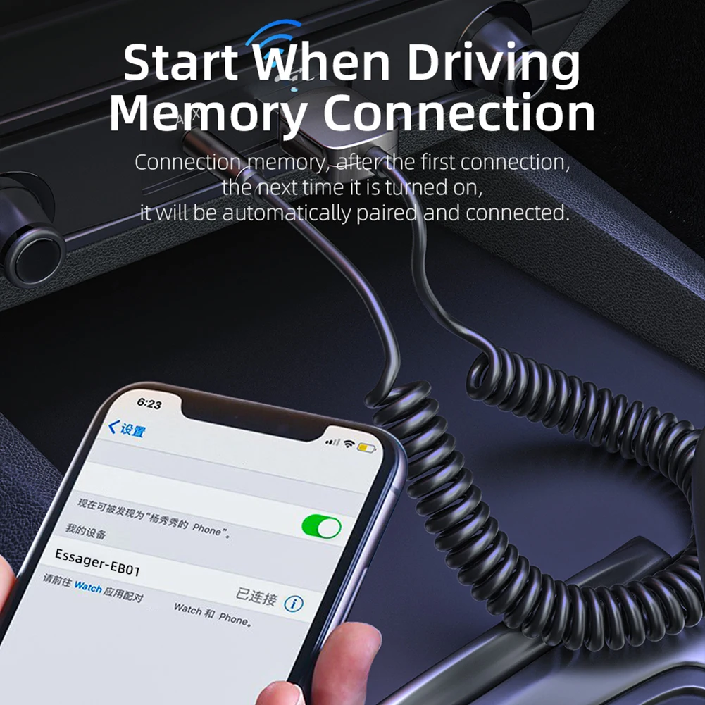 Автомобильный беспроводной приемник ESSAGER EB01 Bluetooth разъем 3 5 мм Aux-приемник громкая