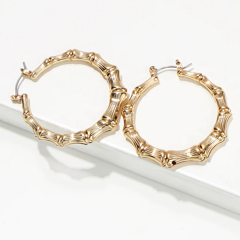 Коми трендовые большие бамбуковые обручи серьги в стиле панк модные золотые