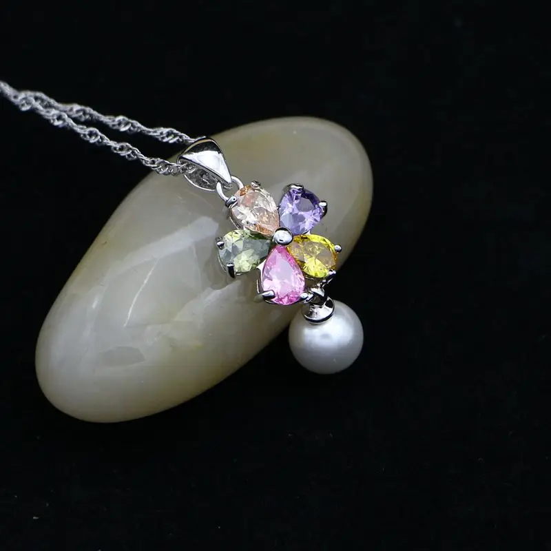 Женское кольцо и ожерелье набор ювелирных изделий из разноцветных камней с